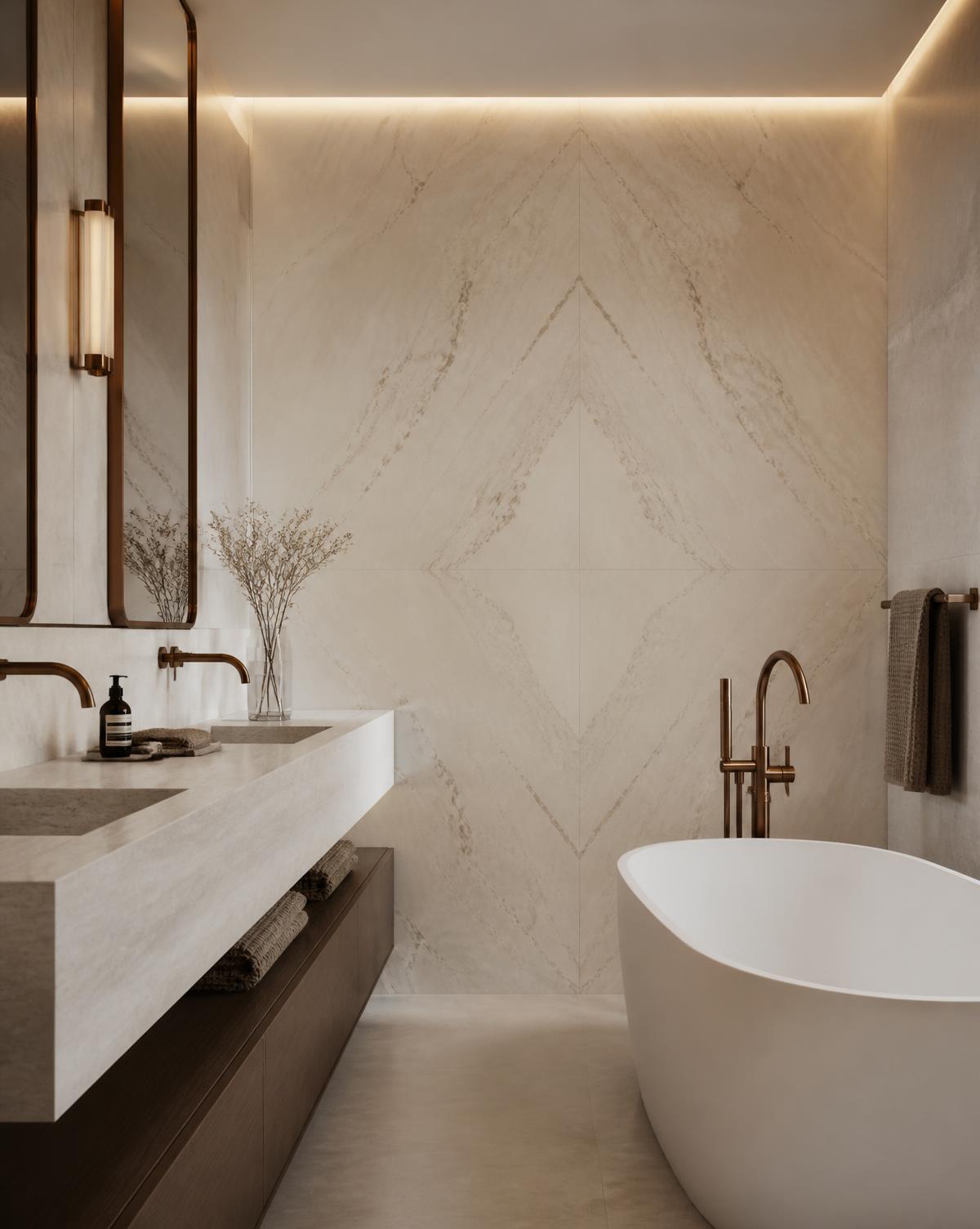 Concept image of a stone-lined bathroom in an Avalin residence